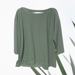 Christopher & Banks Swiss Dot Green Half Sleeve Top Women’s XL